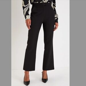 Lulu's Posh Excellence Black High Rise Straight Cropped Trouser Pants XL